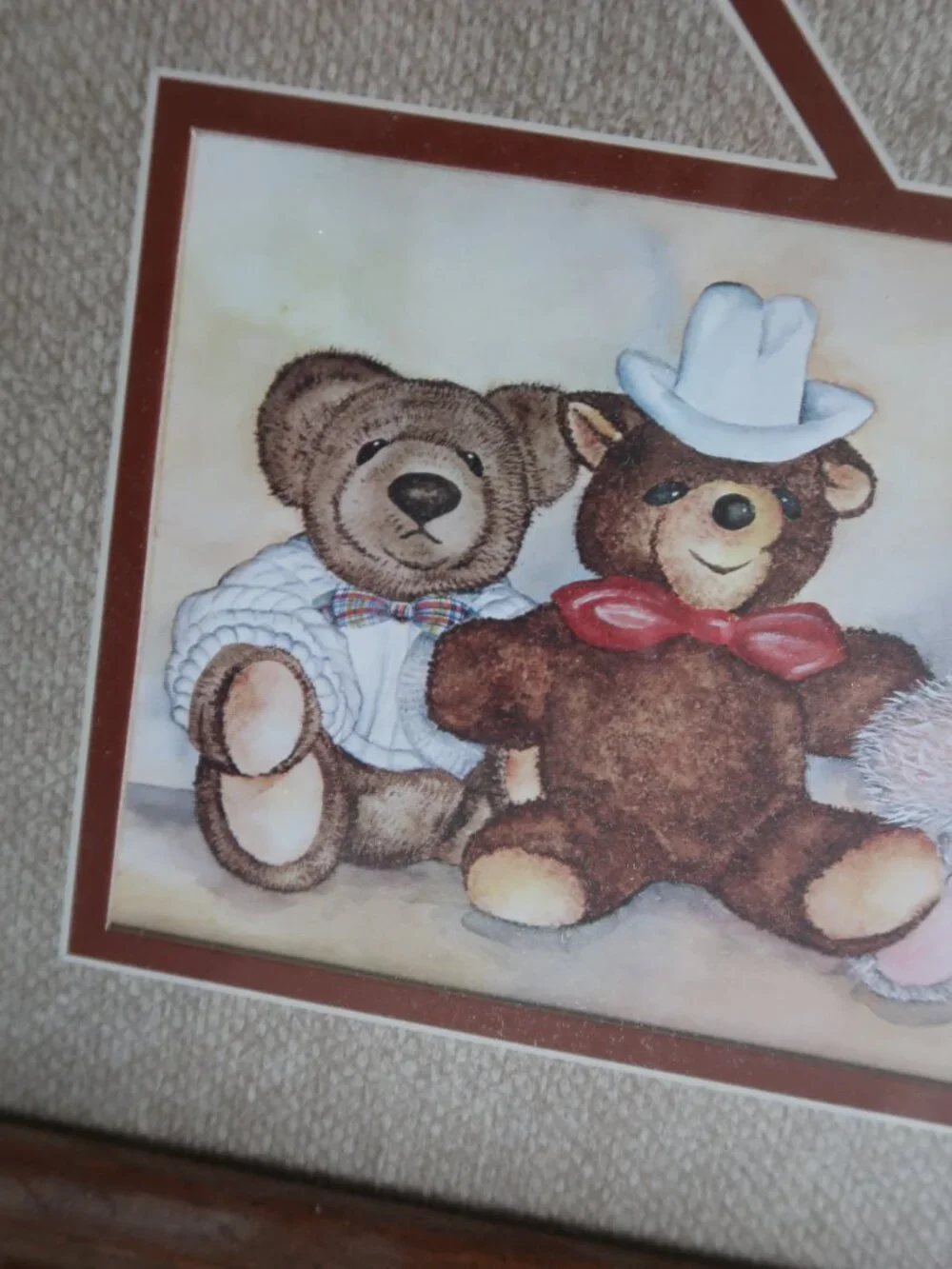 vintage 80s Teddy Bear Nursery framed art set